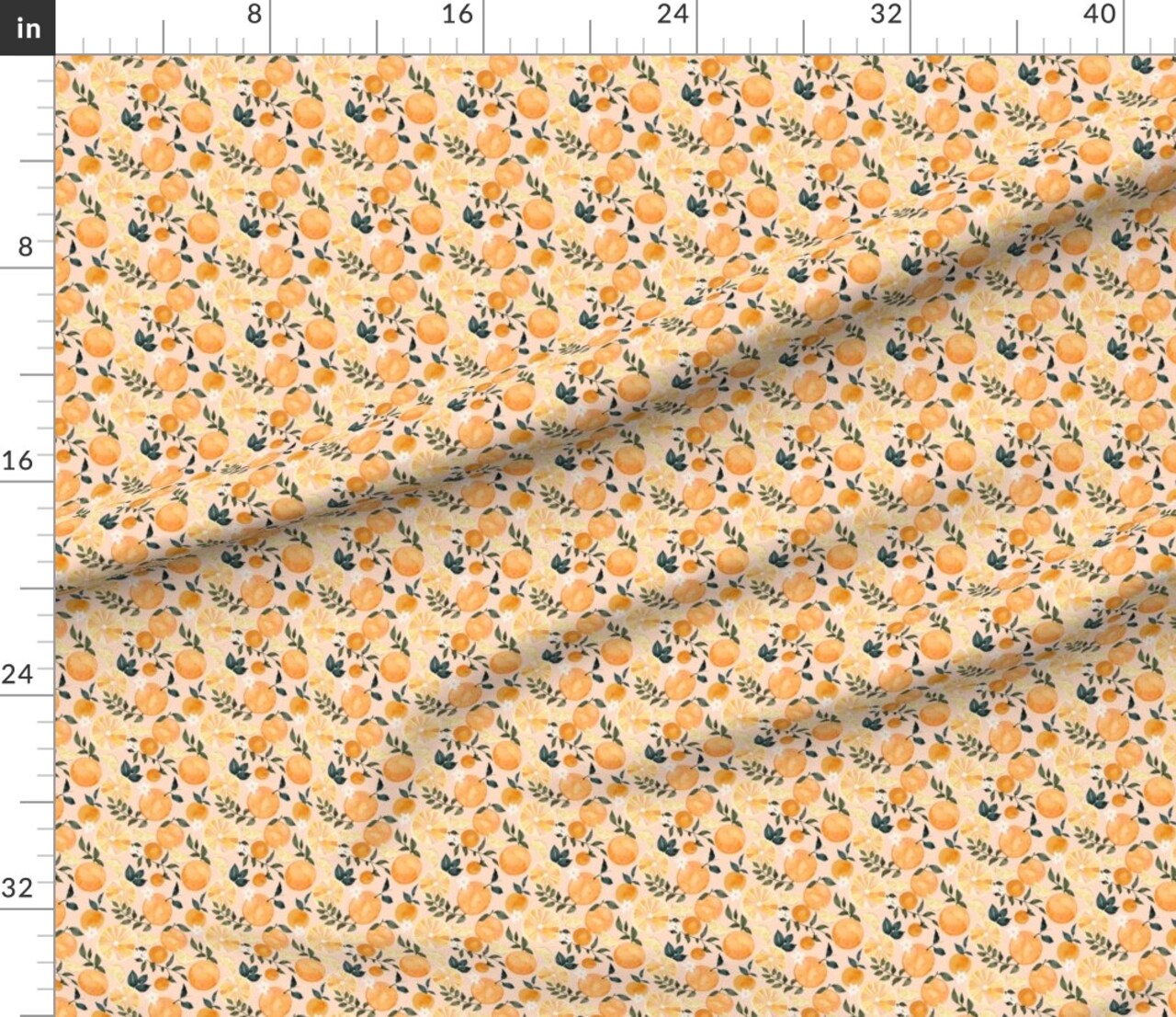 Watercolor Fruit Summer Orange Citrus Modern Botanical Small Scale Custom Printed Fabric by Spoonflower Various Fabrics by the Yard or Fat Quarter